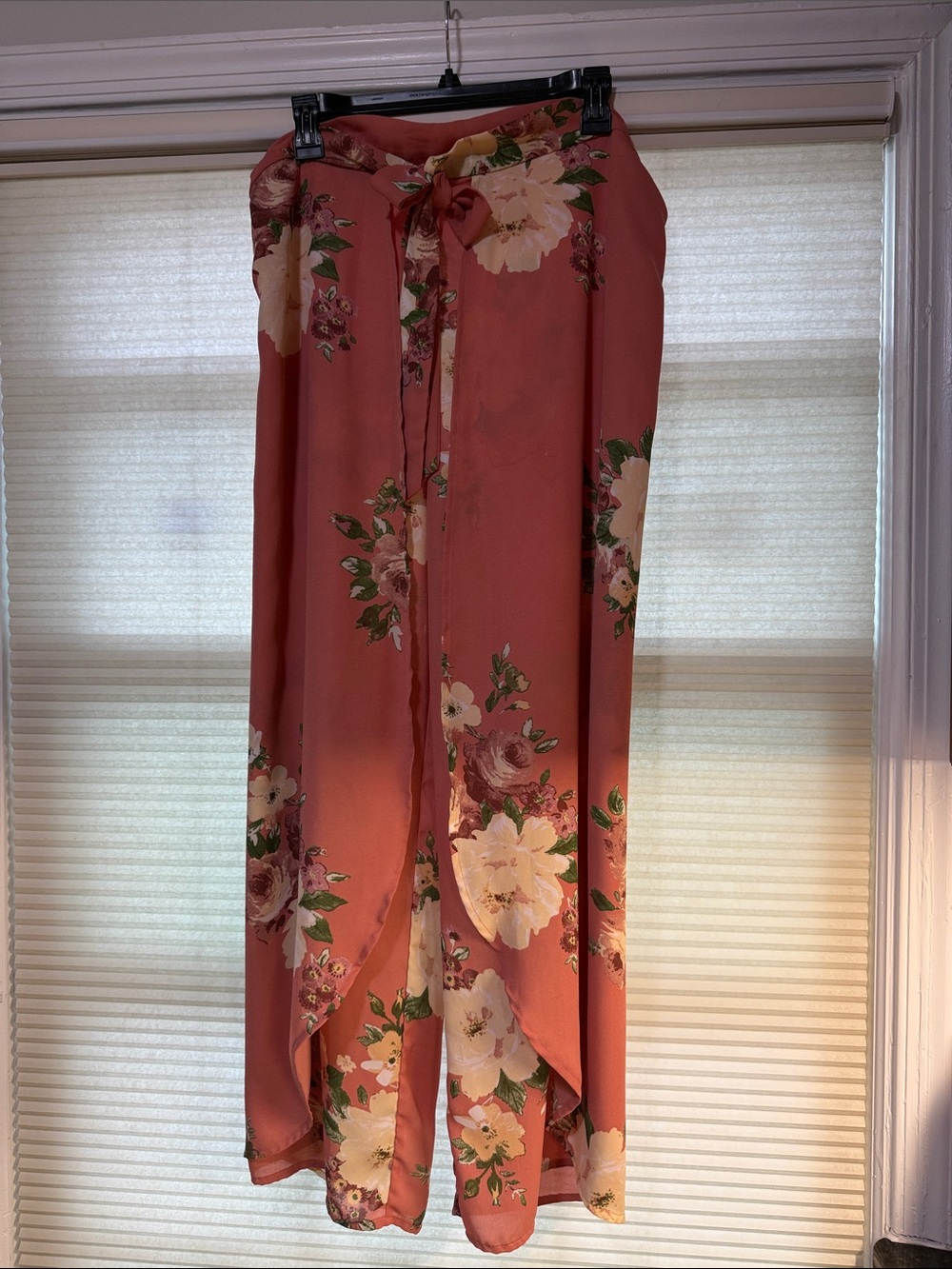 VENUS Dusty Rose Floral Tie-Waist Wide-Leg Pants